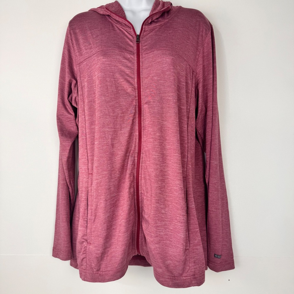 Columbia Hoodie Women Large Pink Long Sleeve Full Zip Active Outdoor XL0923